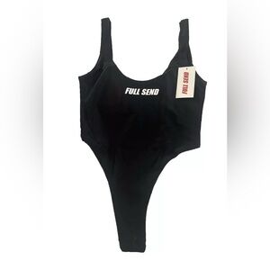 Woman’s Bathing suit by Full Send in Black With Thong size Small